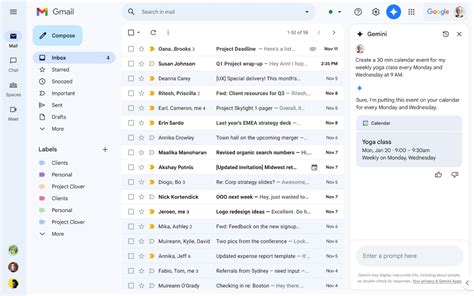 Gemini in the side panel of Gmail is rolling out now.